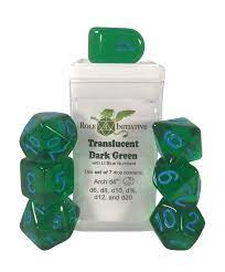 Roll 4 Initiative - Dice - Translucent - Dark Green w/ Light Blue - 7ct